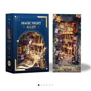 Magic Night Alley Design Book Nook (1 Set), DIY Country Style Wooden Light Up